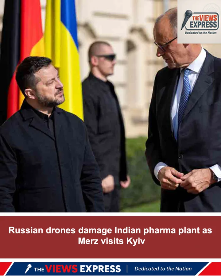 Russian Drone Strikes Destroy Indian Pharma Plant As Merz Visits Kyiv