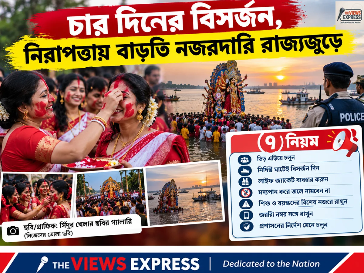 বিসর্জনে চার দিন নজরদারি, নিরাপত্তায় ১৮ আইপিএস অফিসার, ঘাটে মানুন সাত নিয়ম