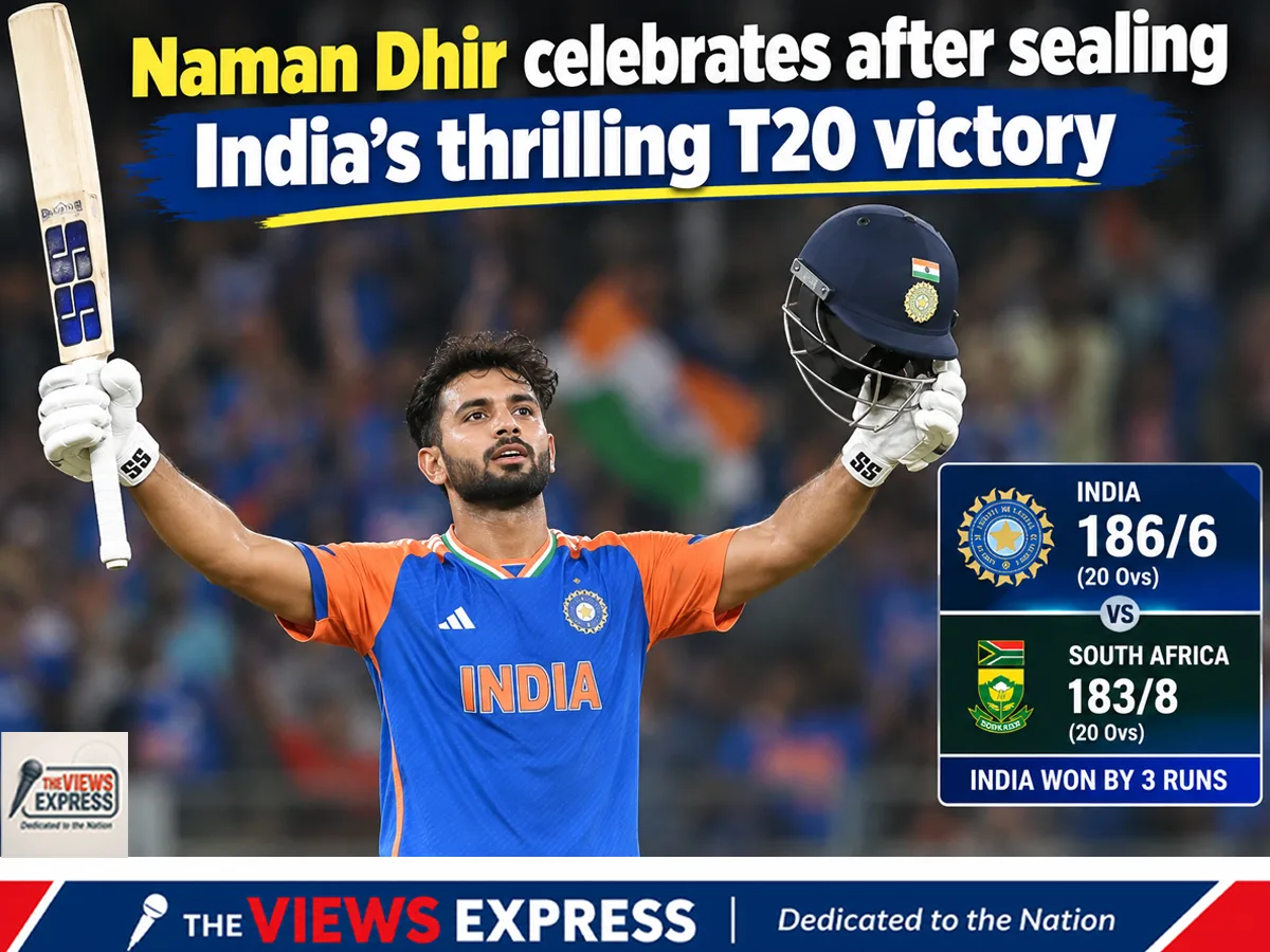 Naman Dhir Smashes 42 Off 15 Balls, Finishes India's Record Chase With Six