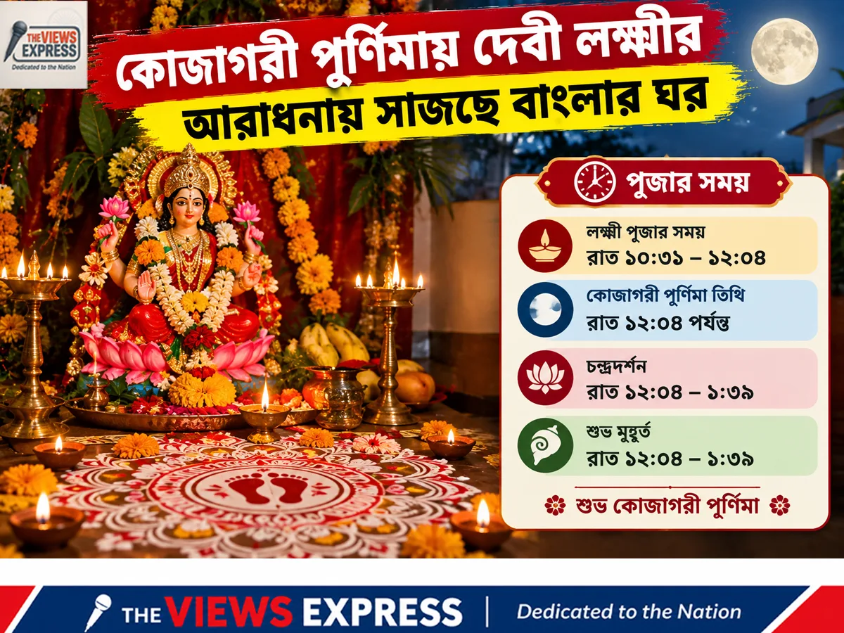 কাল কোজাগরী লক্ষ্মীপুজো: পূর্ণিমার তিথি, পুজোর সময় ও উপকরণের সম্পূর্ণ গাইড