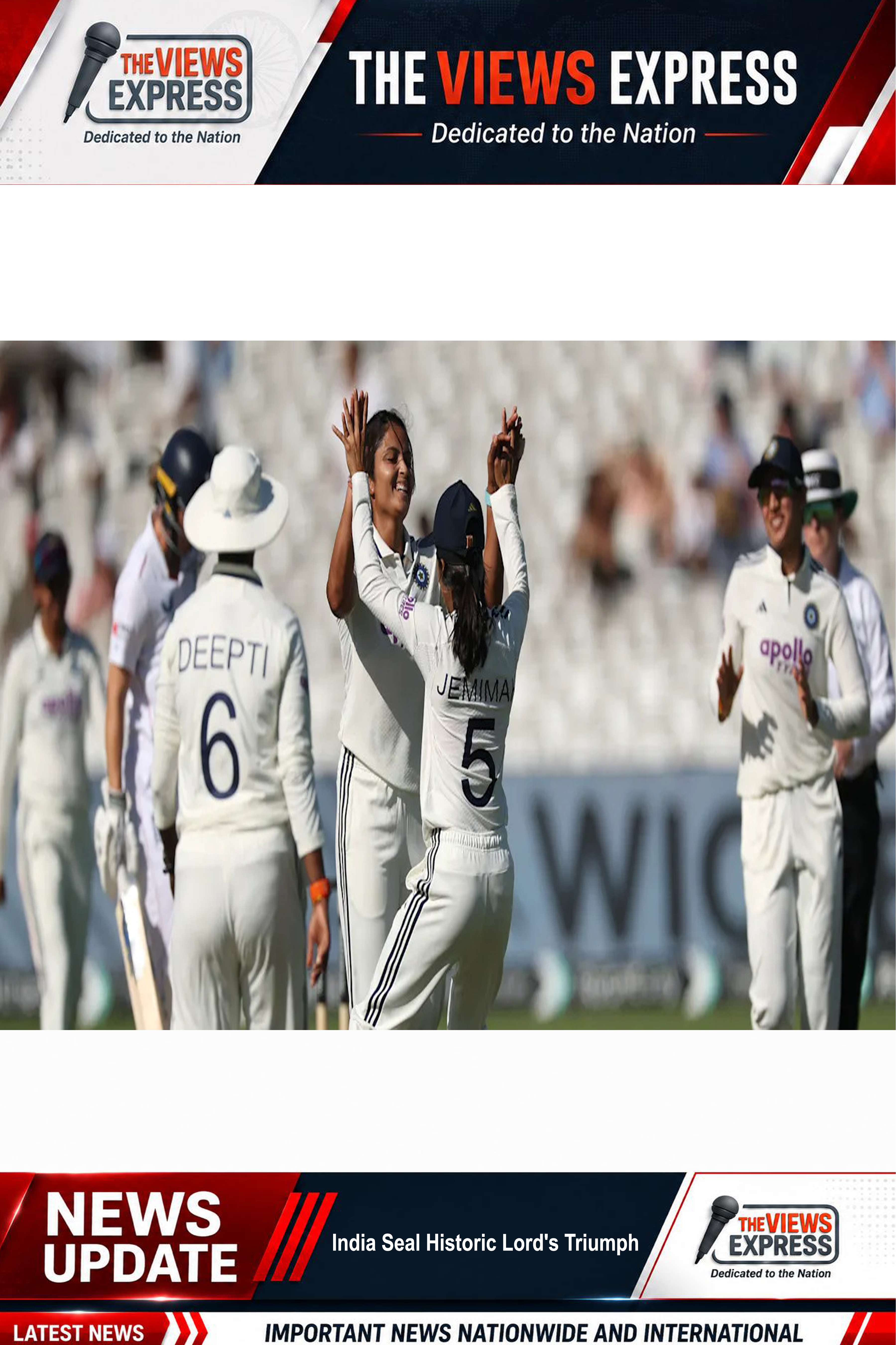 India Crush England By 270 Runs In Historic Lord’s Women’s Test Triumph