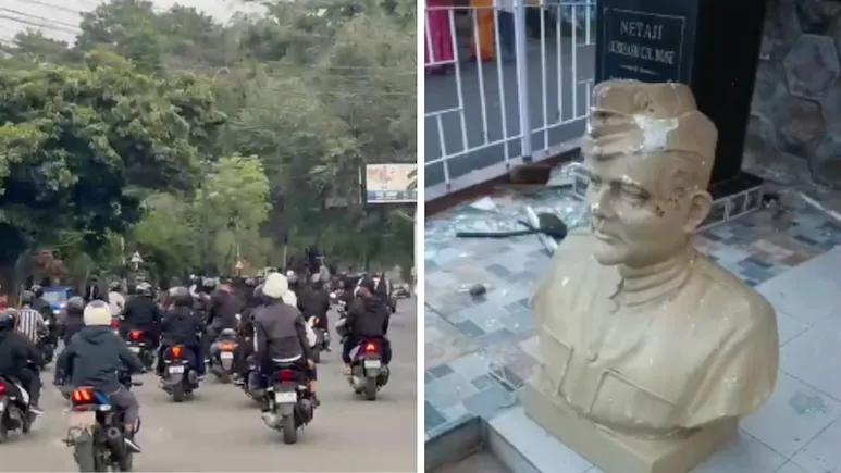 Meghalaya Student Rally Turns Violent, Vehicles Torched, Statues Damaged
